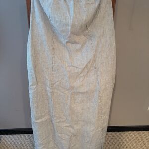 Quince Strapless Blue And White Maxi Dress